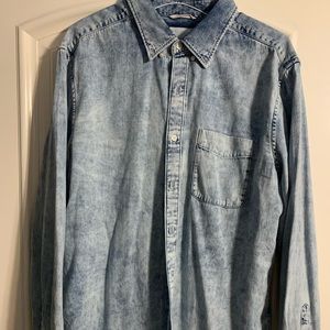 Acid Wash Mens Denim Shirt American Eagle L